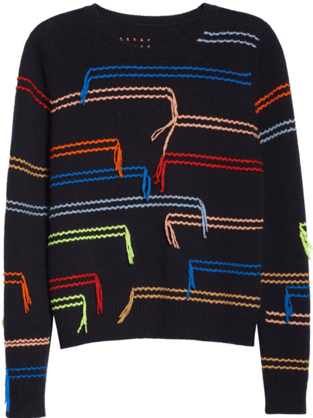 Chinti & Parker Stitch Stripe Navy Multi Wool Cashmere Sweater Size S